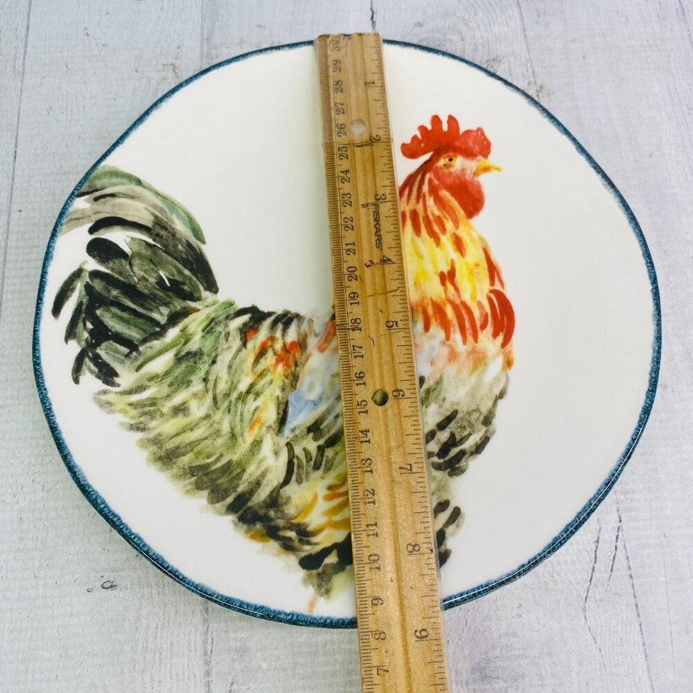 Southern Living ROOSTER Chicken Hand Crafted Italy Farmhouse Lunch Plate Set 5 - Picture 13 of 16